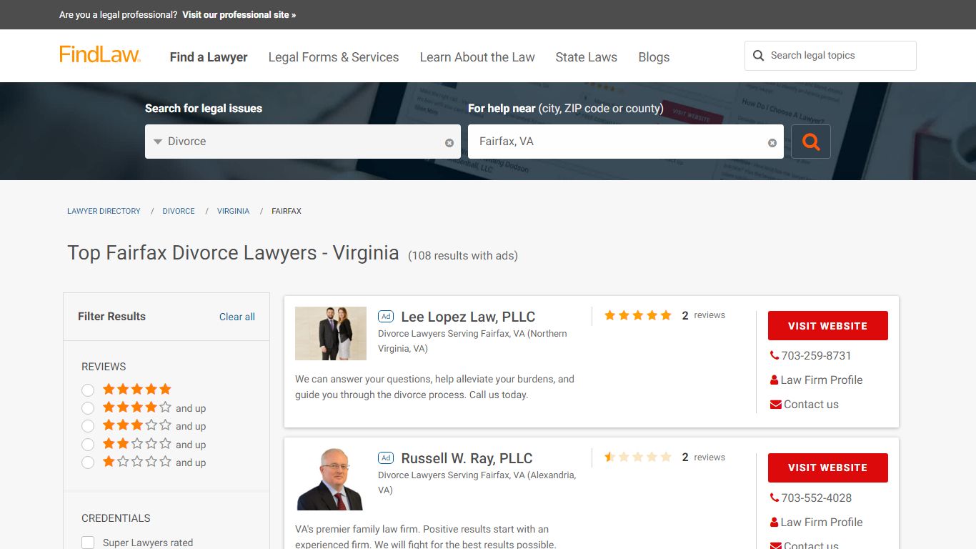 Best Fairfax Divorce Lawyers & Law Firms - Virginia | FindLaw