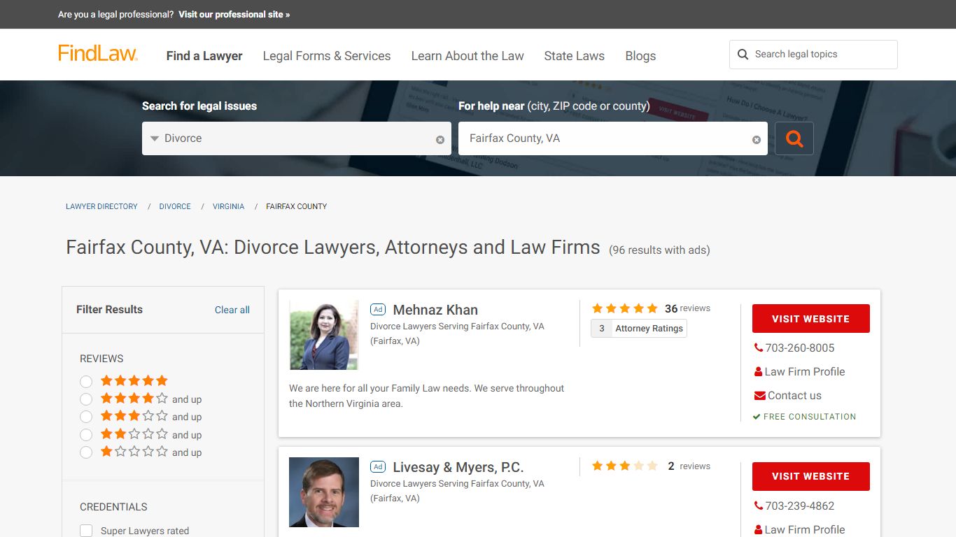 Top Divorce Lawyers in Fairfax County, VA | FindLaw